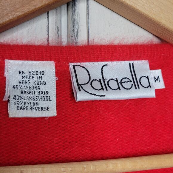 VTG Rafaella Angora Rabbit Wool Holiday Christmas Ribbon Jingle Bell Sweater✨️M - Picture 7 of 14